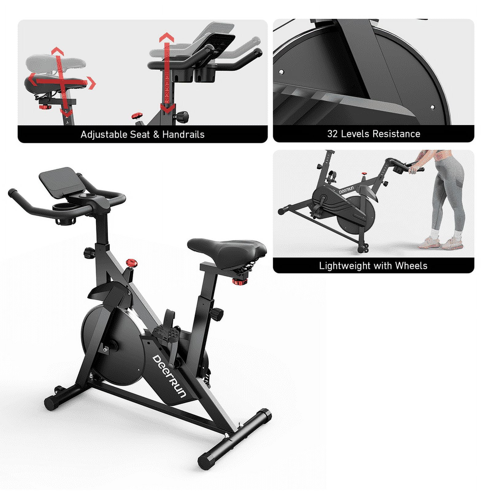S500 Indoor Smart Stationary Cycling Bike with PitPat App, 1-32 Magnetic Resistance-Black