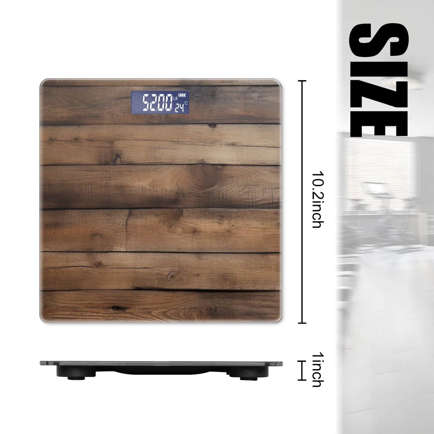High Precision Body Weight Scale Smart Bathroom Scales with Large LCD Display(400lbs),Decorative for Bedroom-Aged Wood Planks