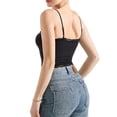 thumbnail image 5 of Women'S Square Neck Lace Tank Tops Sleeveless Crop Spaghetti Strap Summer Y2k Tops Black L, 5 of 6