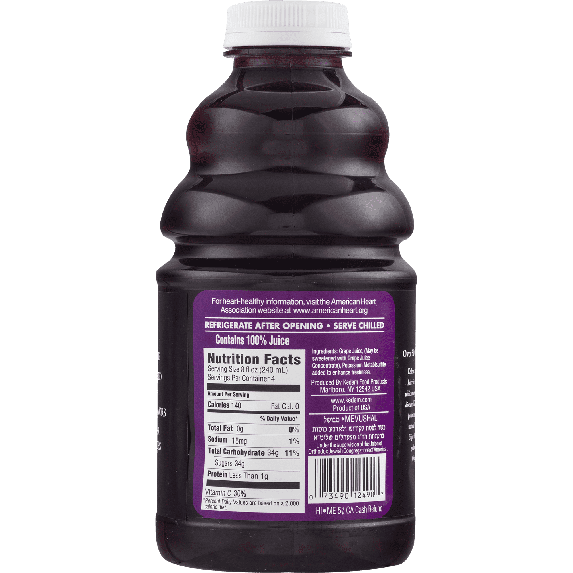 Pack of 12, Kedem 100% Pure Grape Juice, 32 oz
