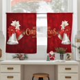 thumbnail image 6 of Merry Christmas Sheer Curtains 45 Inches Long, Xmas Bells Poinsettia Winter Holiday Light Filtering Window Curtains for Living Room/Bedroom, Rod Pocket Voile Sheer Curtain Drapes, 52"Wx45"L, 2 Panels, 6 of 9