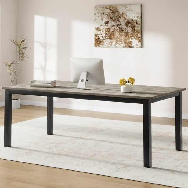 BeesClover 78.7 Inch Kitchen Dining Table for 6-8, Large Rectangular Table for Living Room, Industrial Indoor Restaurant Table with Sturdy Metal Frame(Only Table)
