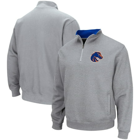 Men s Colosseum Heathered Gray Boise State Broncos Tortugas Team Logo Quarter-Zip Jacket