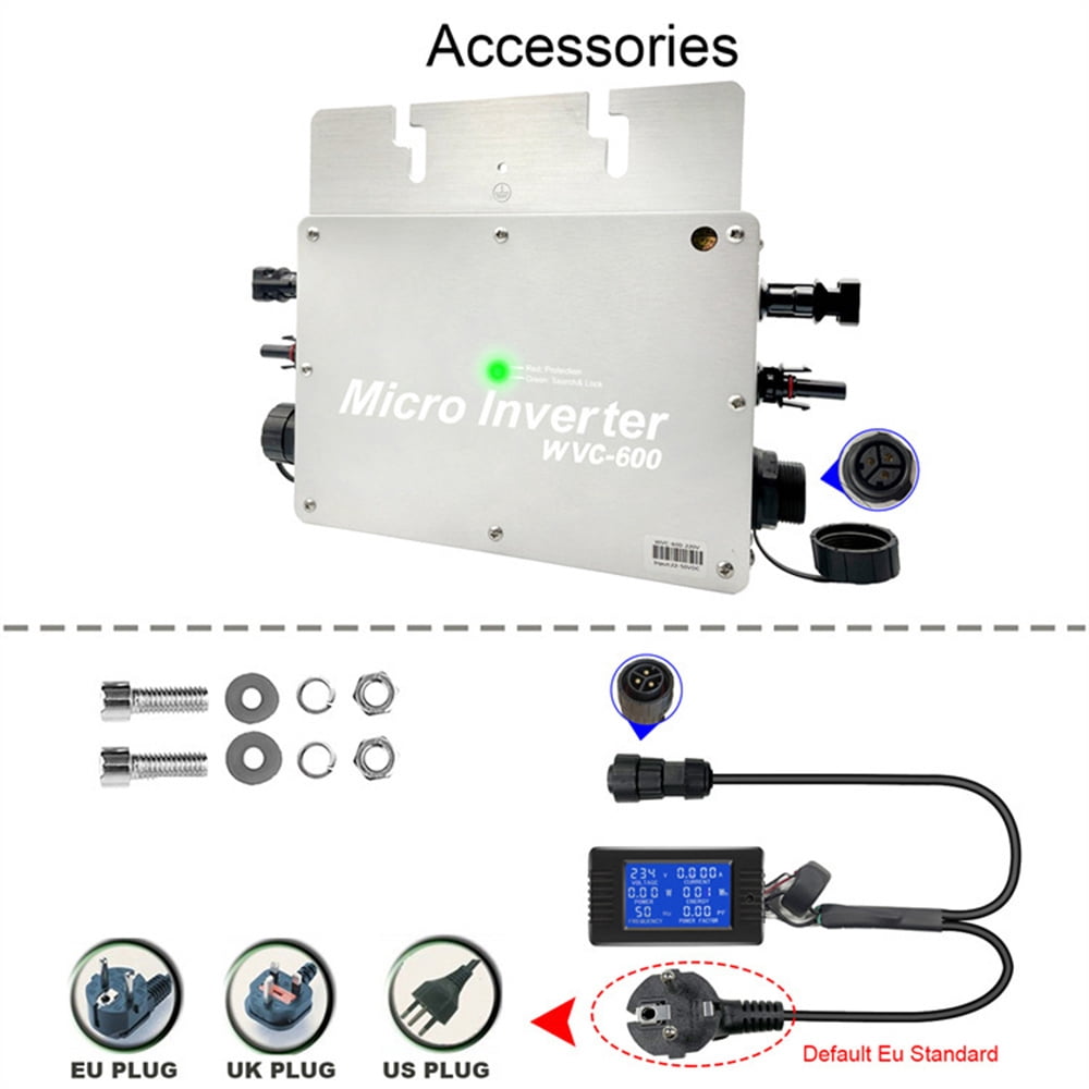 Y&H 600W Solar Grid Tie Micro Inverter Waterproof IP65 MPPT DC28-50V PV Input AC110V Output for 30V 36V Solar Panel