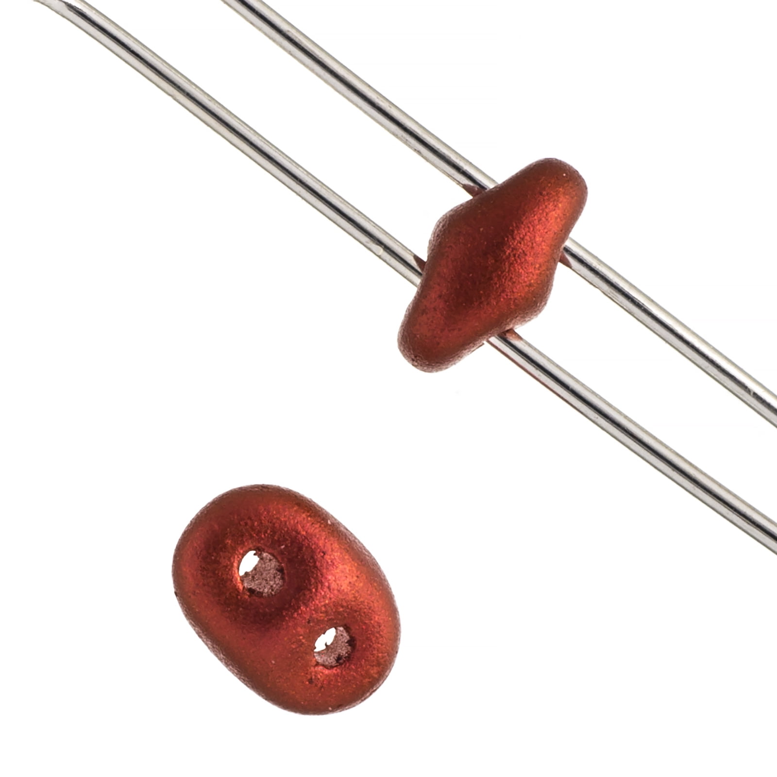 John Bead 100g Czech Glass Superduo 2-Hole Beads 2.5x5mm Chalk Lava Red