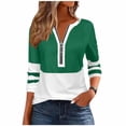 thumbnail image 3 of Fengqque Women's Long Sleeve Shirts Zipper Tops Tunics Casual Round Neck Tees Blouses Green XL, 3 of 6