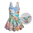 thumbnail image 5 of FUIALDOLG Littl Girl Swimsuit with Skirt Dolphin Pattern Swimwear Little Girl's One Piece Swimwear Sleeveless Swim Dress A-line Swimming Dress 10-11 Y, 5 of 7