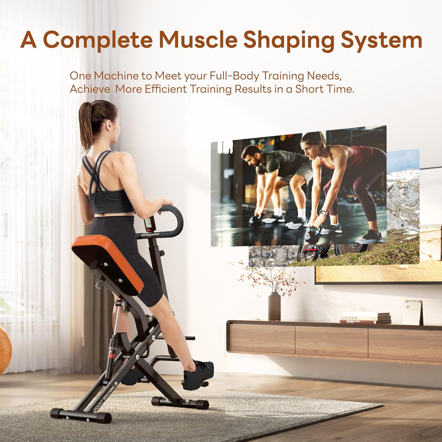 Soges Squat Assist Trainer for Glutes Workout, Squat Strength Exercise Equipment for Home Gym Fitness, Leg Machine Glute Trainer for Home Workout, Squat Machine for Women, Black