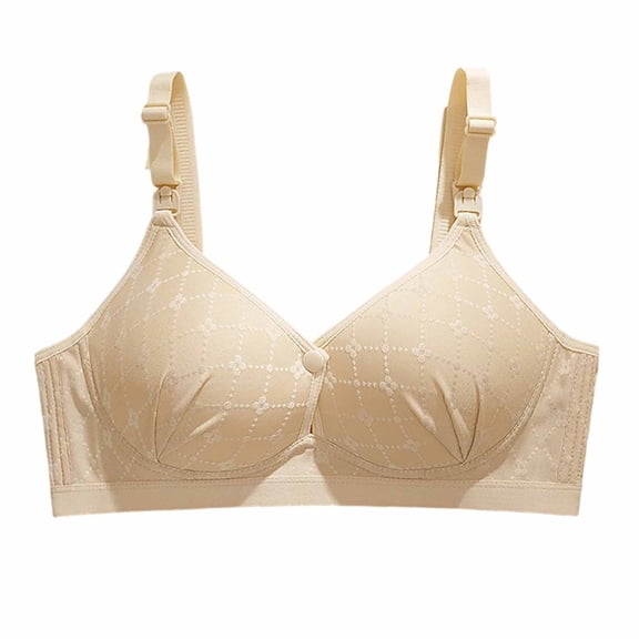 Kvture Comfort Front Closure Bra for Women Summer Thin Adjustable Strap Wireless Push Up Everyday Tshirt Bras Beige Bra 40