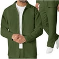 thumbnail image 2 of Fall Fashion Tracksuit For Men Sport Suit Fashionable Men's Solid Color Long Sleeve Casual Outwear Jackets Sets Basic Daily Essentials Running Jogging Workout, 2 of 6