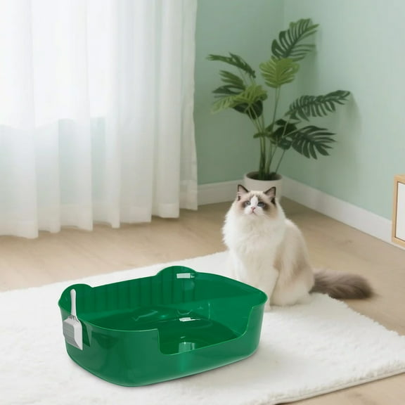 Eolstice Open Style Cat Litter Tray, Banding Out Proof Design, Pet Litter Box for Household Animal Care