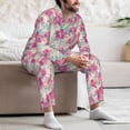 thumbnail image 7 of Naloa Purple Watercolor Flowers Men’s Pajamas Set - Long Sleeve Button Down Sleep Shirt and Pajama Bottoms Sleepwear Set-XX-Large, 7 of 7