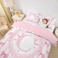 thumbnail image 3 of Manfei Letter C Monogrammed Stripes Twin Bedding for Women Teens,Girls Kids Shabby Chic Pink Lace Bow Duvet Cover Set,Pink Reversible,Breathable Home Decor,2pcs,No Comforter, 3 of 6