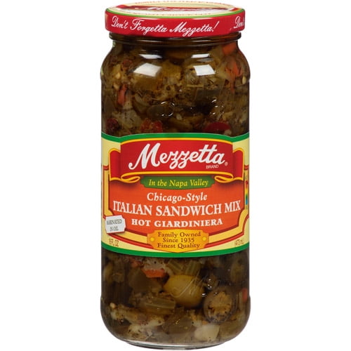 Mezzetta Italian Sandwich Mix Hot Giardiniera, 16 fl oz, (Pack of 6)