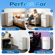 TACOOL Refrigerator with Top Freezer 2.4Cu.ft Two Door Small Mini Fridge for Person Use with Egg tray, White
