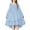 Blue, variant on LIJCC Girls Dress Puff Trendy Cute Elegant Solid Color Long Sleeve Square Neck High Low Hem Smocked Shirred Tiered Ruffle Flared Party Fall Dresses