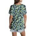 thumbnail image 3 of Womens Plus Size Tops Summer Short Sleeve T-Shirts Loose Casual Pleated Tunic Tops Dressy Front Ruched Flowy Shirt Cute Floral Print Blouses V Neck Pullover Top for Women, 3 of 7