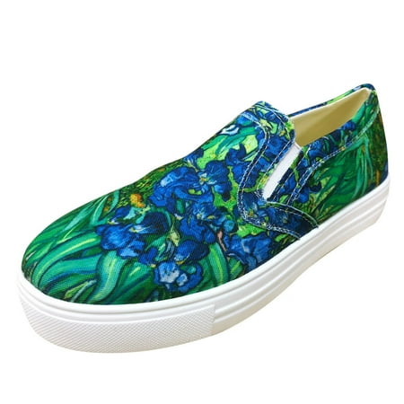 

Casual Shoes for Women Fashion Spring And Summer Women S Casual Shoes Large Size Canvas Shoes Flat Graffiti Print Women Casual Shoes Canvas Green 37