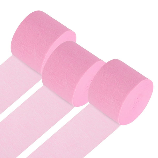 Cintas de Papel Crepé Uxcell, Decoraciones de Fiesta para Cumpleaños, Bodas, Navidad, Suministros para Fiestas Rosa 1.8 Pulgadas x 82 Pies