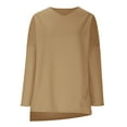 thumbnail image 6 of GigrtiJin Womens Plus Size Shirt Casual Solid Color Round Neck Blouses Long Sleeved Irregular Hem Pullover Tops, 6 of 8