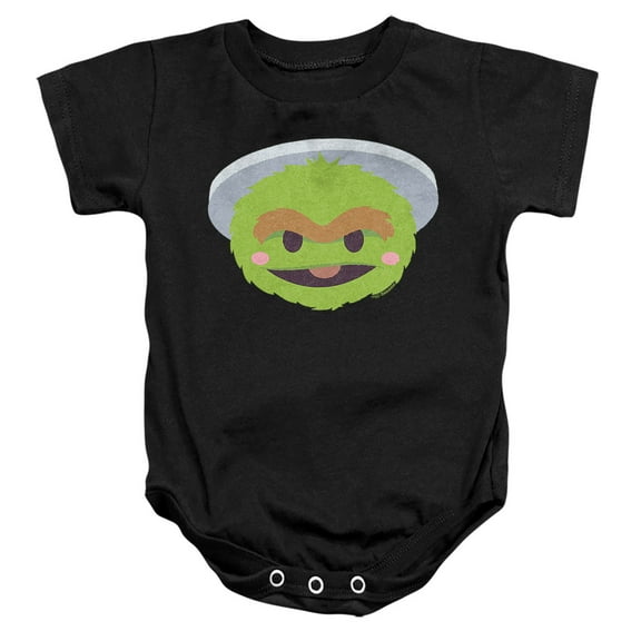 Sesame Street Oscar The Grouch Kawaii Face Unisex Infant Snap Suit for Baby, Black, Small