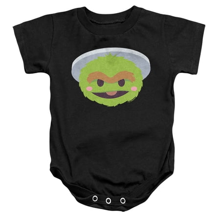 Sesame Street Oscar The Grouch Kawaii Face Unisex Infant Snap Suit for Baby, Black, Large