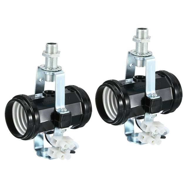 Unique Bargains E27 Double Base Bulb Socket Adapter M10 Thread Lamp Holder 2 Light Socket 2 Pack