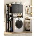 thumbnail image 7 of iSunirm Over The Toilet Storage Cabinet with Doors, 7 Tier Freestanding Bathroom Organizer with Adjustable Shelf & 4 Hooks for Bathroom, Restroom, Laundry, Black, 7 of 7
