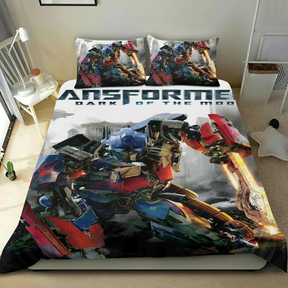 3 Piece Bedding Set Transformers: Dark of the Moon Comforter Set Cute Duvet Cover Sets Super Soft Teens Bedding Set Kids Bedroom Gifts,1 Duvet Cover with 2 Pillowcases Twin