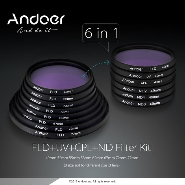 Andoer 67 mm Kit de filtro de fotografía Set Filtro Andoer Placa ND