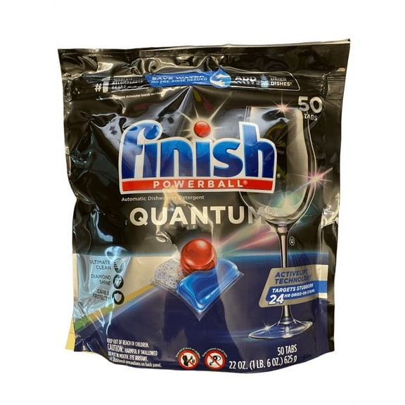 Finish - Quantum - 50ct - Dishwasher Detergent - Powerball - Ultimate Clean & Shine - Dishwashing Tablets - Dish Tabs- Finish Powerball Quantum Dishwasher Detergent Tabs, 50-count