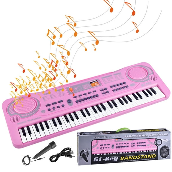 Toorise 61 Keys Kids Piano Keyboard Portable Electronic Keyboard Piano with Light and Microphone Recording Rechargeable Batteries Musical Instruments Toy Birthday Gift for Boys Girls