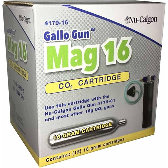 Nu-Calgon 4179-16 Mag 16 CO2 Cartridges (Includes (12)-16g CO2 Cartridges)