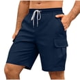 thumbnail image 2 of Cargo Shorts for Men Elastic Waistband Drawstring Cotton Like Big and Tall Short Mens Summer Casual Solid Loose Fits Lightwieght Comfy Short Pants, 2 of 9