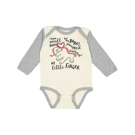 

Inktastic I Have Small Hands but My Papas Wrapped Around My Little Finger Boys or Girls Long Sleeve Baby Bodysuit