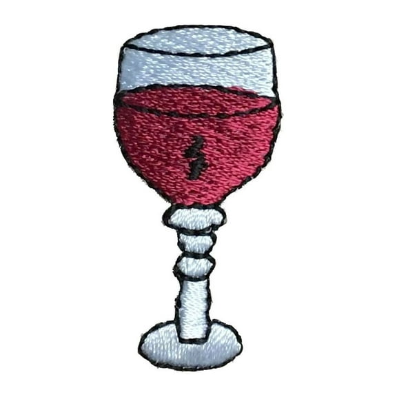 Wholesale Applique Wine Glass Red and White Embroidery Iron-On Patch and Sew-On Patch