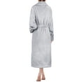 thumbnail image 3 of PAVILIA Soft Plush Women Fleece Robe, Light Grey Cozy Bathrobe, Female Long Spa Robe, Warm Housecoat, Satin Waffle Trim, L/XL, 3 of 9