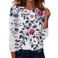thumbnail image 3 of Noric Women Long Sleeve T-Shirt Loose Fit Casual Crew Neck Floral Print Fashion All Season Pullover Tops S-5XL, 3 of 8
