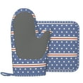 thumbnail image 2 of DouZhe Oven Mitts and Pot Holders Sets, Stars Stripes Red White Blue Prints Non-Slip Heat Resistant Kitchen Oven Silicone Glove, 2 of 7