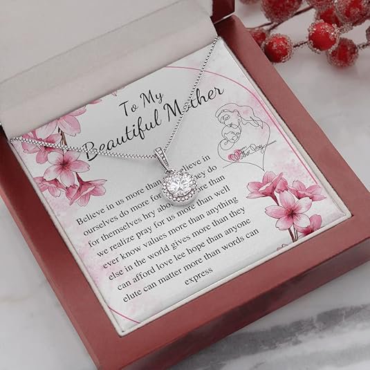 Gifts For Mother's Day To Mom Eternal Necklace, Christmas Gift for Mom from Son, jewelry gift with personalized message card