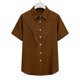 thumbnail image 5 of Camisas de Manga Larga para las Mujeres Suelto Ajuste Solapa Botón de Manga Corta Imitación Túnica de Lino, Camisas de Manga Larga para las Mujeres Bajo Scrubs Blusa Casual, 5 of 7