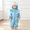 Sky Blue, variant on Toddler Kids Hooded Fleece Jumpsuit Zip Front Colorful Whale Duck Chick Bird Design Warm Footless Romper for Toddler Kids Daily Play Daycare