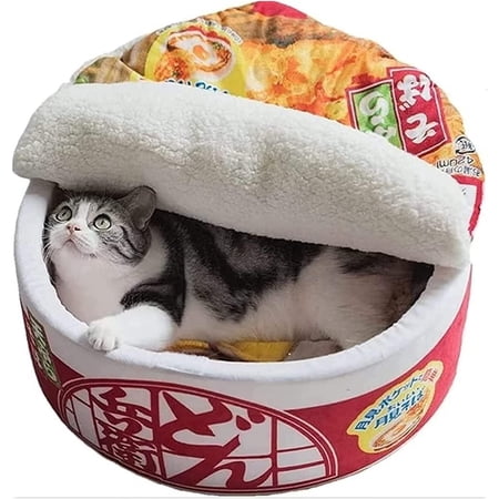 Ramen Noodle Dog & Cat Bed,Keep Warm and Super Soft Creative Pet Nest for Indoor Cats,Removable Washable Cushion for Small Medium Large Dogs and Cats