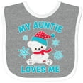 thumbnail image 3 of Inktastic Polar Bear My Auntie Loves Me in Santa Hat with Snowflakes Boys or Girls Baby Bib, 3 of 4