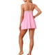 thumbnail image 3 of Camisón de encaje sin mangas con escote en V para mujer INSPIRE CHIC, vestido de dormir corto, talla XL, color rosa, 3 of 5