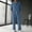 Blue, variant on Men Corduroy 2 Piece Outfit Set, Collared Button Down Long Sleeve Work Shirt and Drawstring Elastic Waist Wide Leg Pants Casual Loungewear Size 2XL Blue