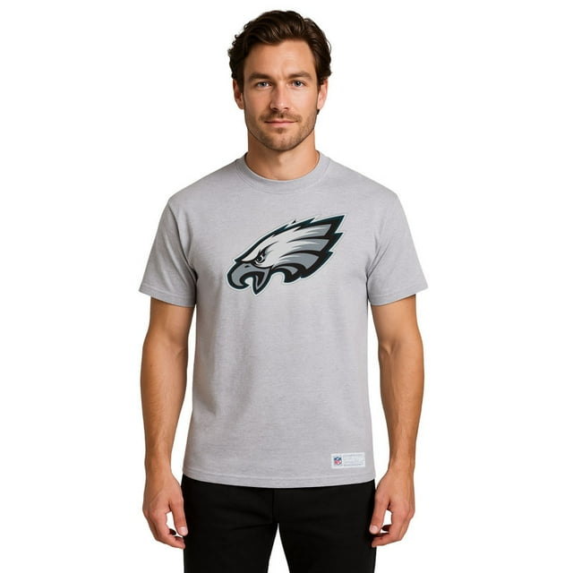 NFL Playera Aficionado Básica Philadelphia Eagles Gris para Hombre, Talla Mediana