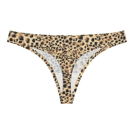 

Spdoo 1 Pack Womens Seamless Panties T-back Thongs Leopard Print Bikini Low-rise Hipster Soft Stretch Underpants