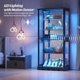 thumbnail image 4 of Vitrine en Verre avec Portes, Armoire de Rangement RVB avec Lumières DEL pour Objets de Collection, Vitrine avec Tablette Ajustable, Noir, 4 of 5