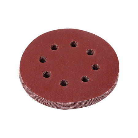 

Feoflen Sanding Discs 10Pcs 125mm Round Shape Red Sanding Discs 8 Hole 60#-1000# Grit Sand Papers Polishing Pads